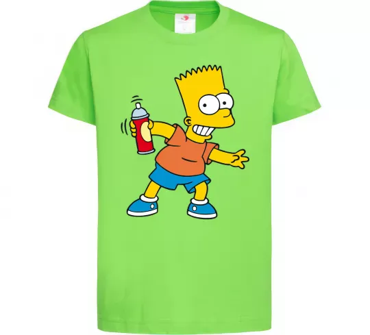 Детская футболка Барт з фарбою Лаймовый фото