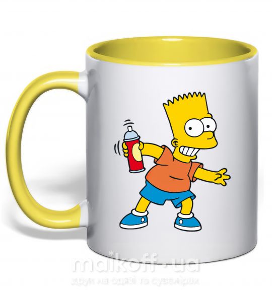 Чашка с цветной ручкой Барт с баллончиком Солнечно желтый фото