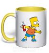 Чашка з кольоровою ручкою Барт с баллончиком Сонячно жовтий фото