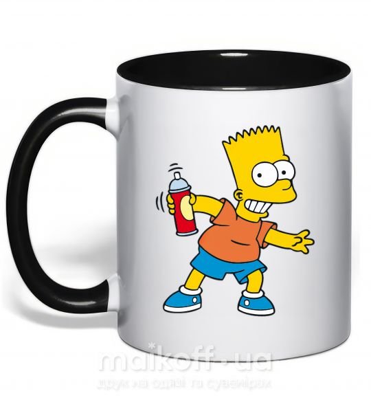 Чашка з кольоровою ручкою Барт с баллончиком Чорний фото