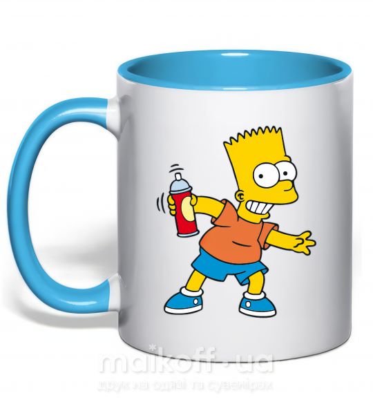 Чашка з кольоровою ручкою Барт с баллончиком Блакитний фото