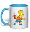 Чашка с цветной ручкой Барт с баллончиком Голубой фото