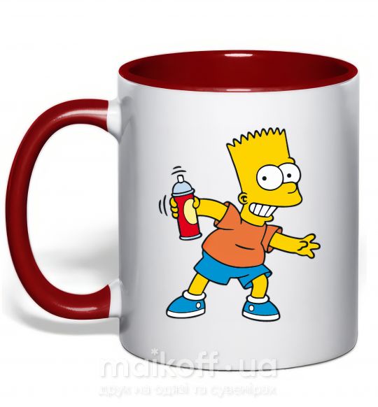Чашка з кольоровою ручкою Барт с баллончиком Червоний фото