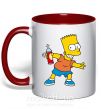 Чашка с цветной ручкой Барт с баллончиком Красный фото