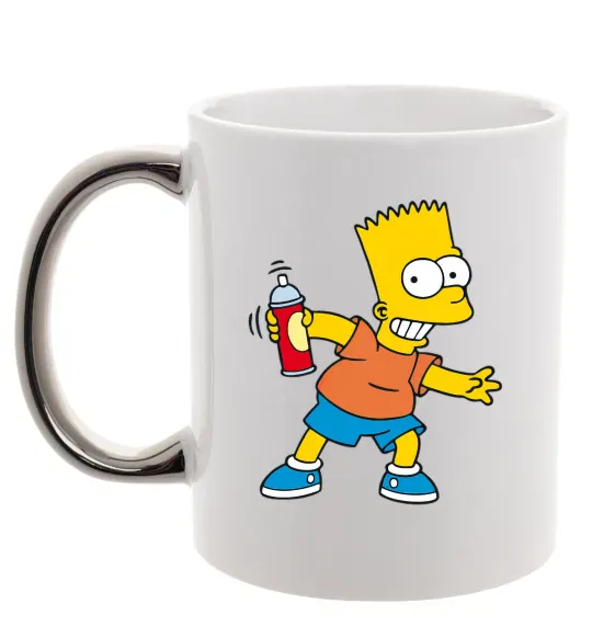 Чашка с цветной ручкой Барт з фарбою Серебро фото