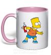 Чашка з кольоровою ручкою Барт с баллончиком Ніжно рожевий фото