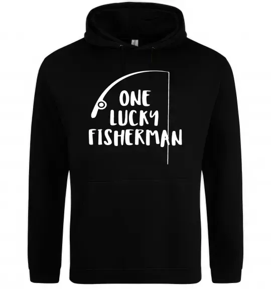 Чоловіча толстовка (худі) One lucky fisherman Чорний фото