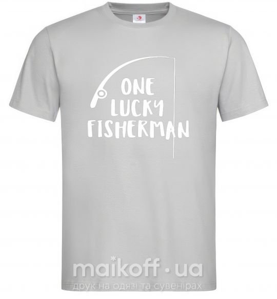 Мужская футболка One lucky fisherman Серый фото
