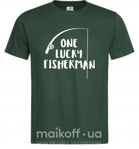 Мужская футболка One lucky fisherman Темно-зеленый фото