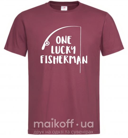Мужская футболка One lucky fisherman Бордовый фото