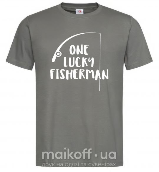 Чоловіча футболка One lucky fisherman Графіт фото
