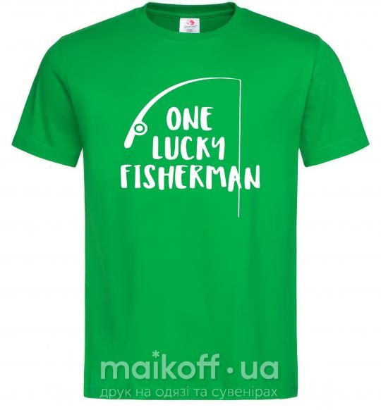 Мужская футболка One lucky fisherman Зеленый фото