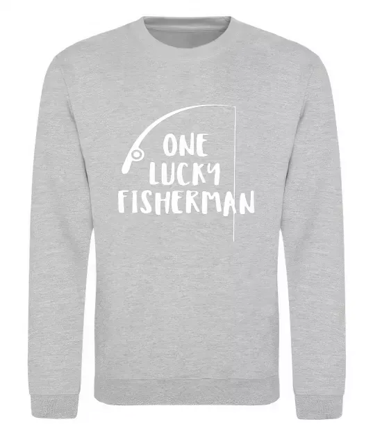 Свитшот One lucky fisherman Серый меланж фото