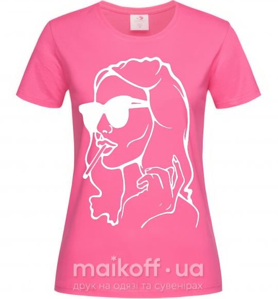 Жіноча футболка Retro woman Яскраво-рожевий фото