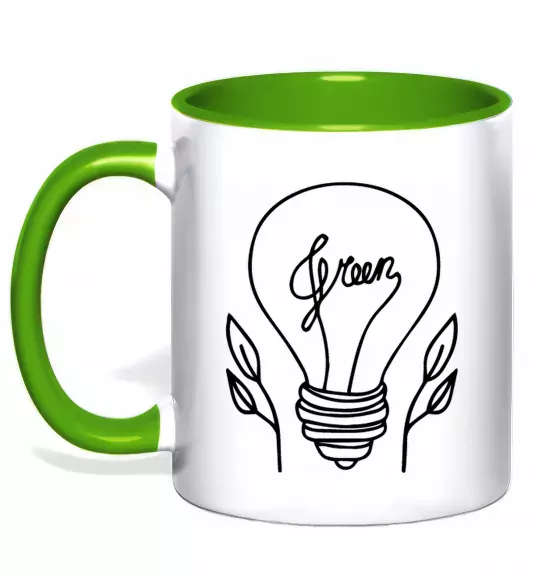 Чашка с цветной ручкой Green light Зеленый фото