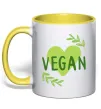 Чашка з кольоровою ручкою Vegan Лимонний фото