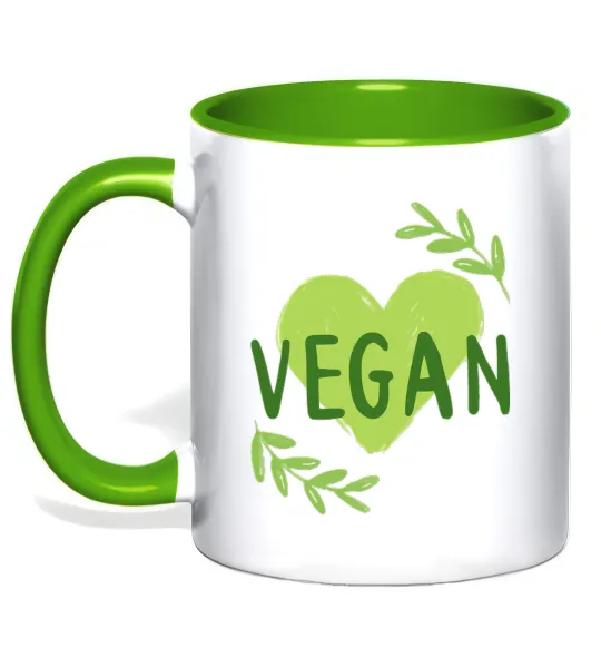 Чашка з кольоровою ручкою Vegan Лаймовий фото