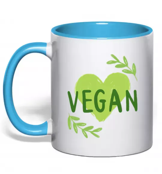 Чашка с цветной ручкой Vegan Голубой фото