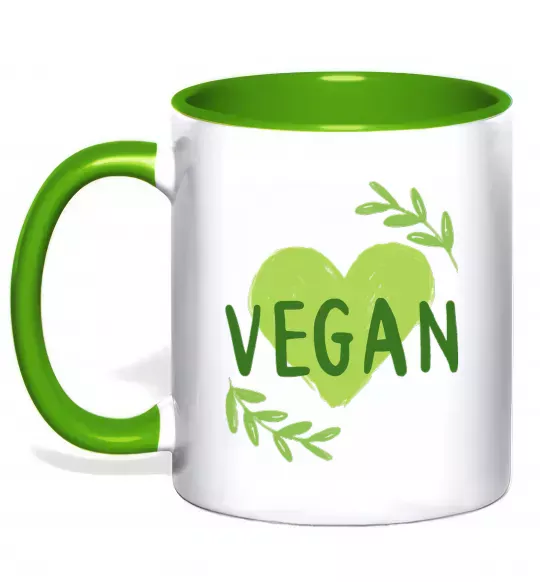 Чашка с цветной ручкой Vegan Зеленый фото