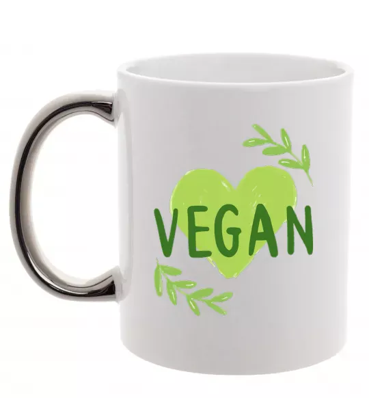 Чашка с цветной ручкой Vegan Серебро фото