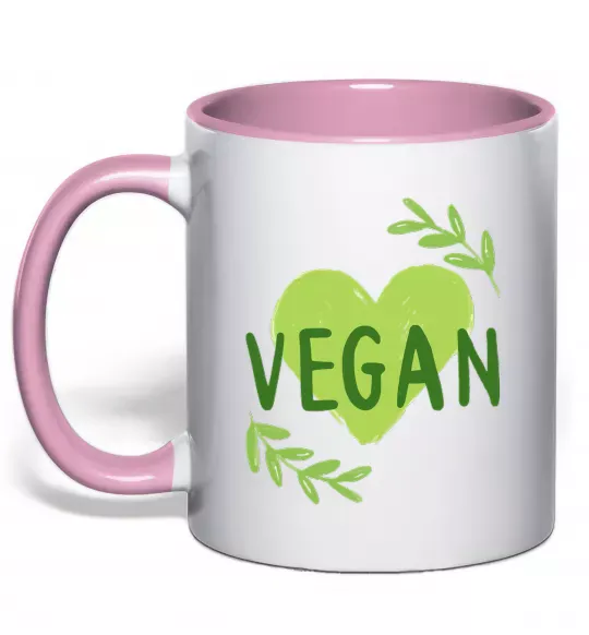 Чашка с цветной ручкой Vegan Нежно розовый фото