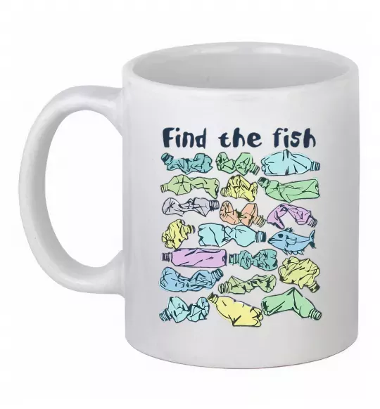Чашка керамическая Find the fish Белый фото
