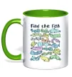 Чашка з кольоровою ручкою Find the fish Лаймовий фото