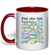 Чашка с цветной ручкой Find the fish Красный фото