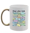 Чашка с цветной ручкой Find the fish Золото фото