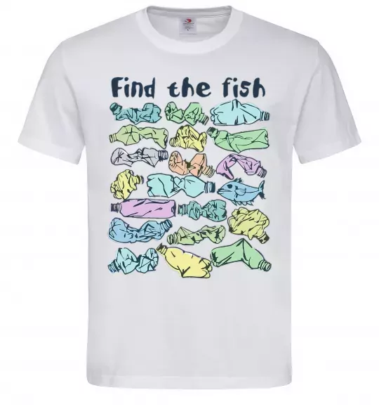 Мужская футболка Find the fish Белый фото