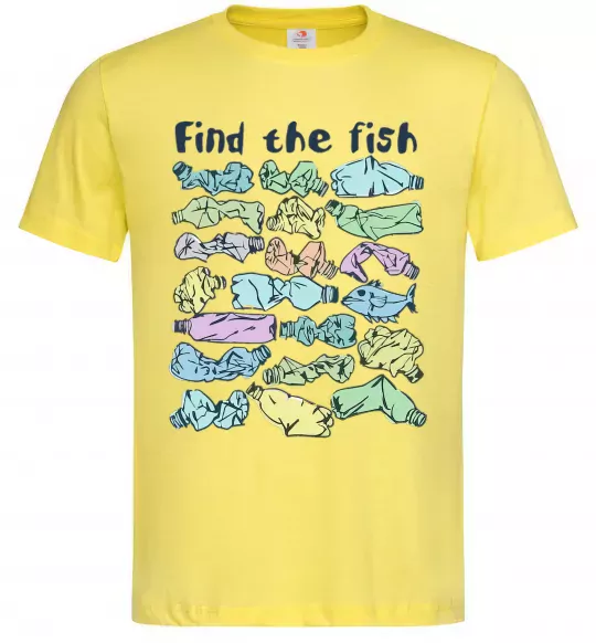 Мужская футболка Find the fish Лимонный фото