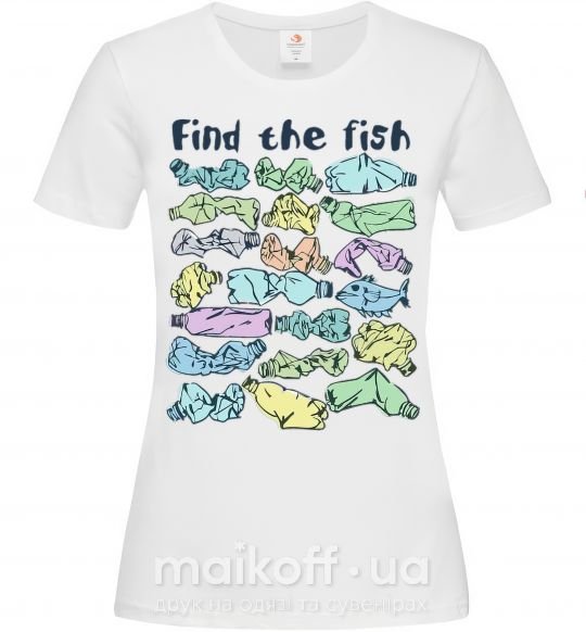 Женская футболка Find the fish Белый фото