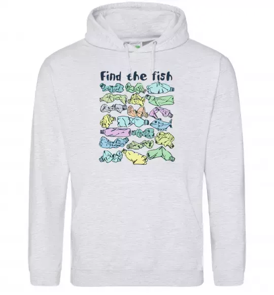 Женская толстовка (худи) Find the fish Серый меланж фото