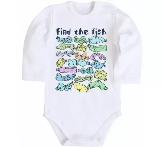 Детский боди Find the fish Белый фото