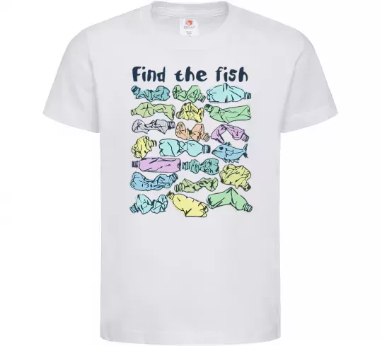 Детская футболка Find the fish Белый фото