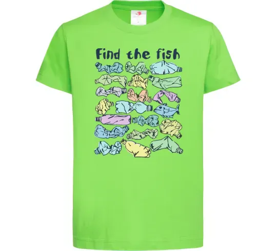 Детская футболка Find the fish Лаймовый фото