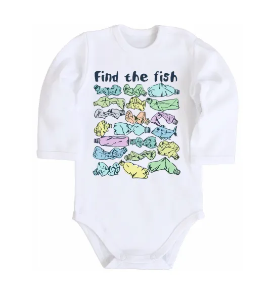 Дитячий бодік Find the fish Білий фото