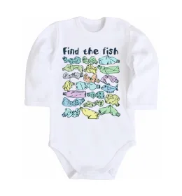 Детский боди Find the fish Белый фото