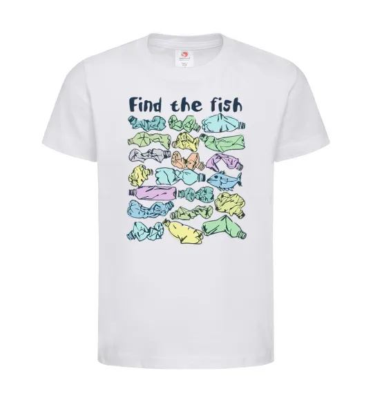 Дитяча футболка Find the fish Білий фото