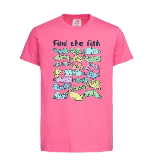 Дитяча футболка Find the fish Яскраво-рожевий фото
