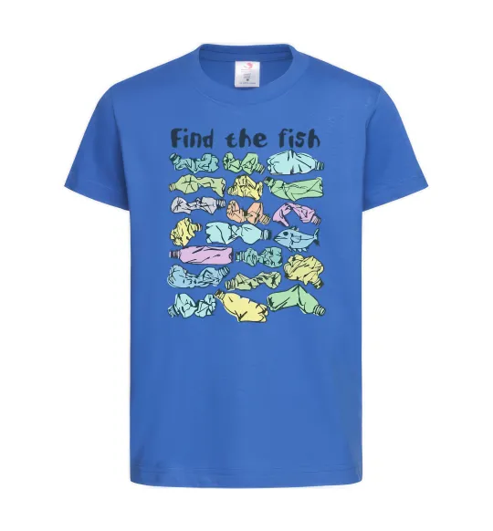 Дитяча футболка Find the fish Яскраво-синій фото