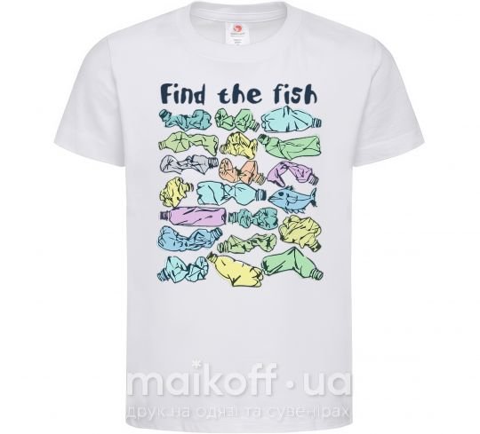 Детская футболка Find the fish Белый фото