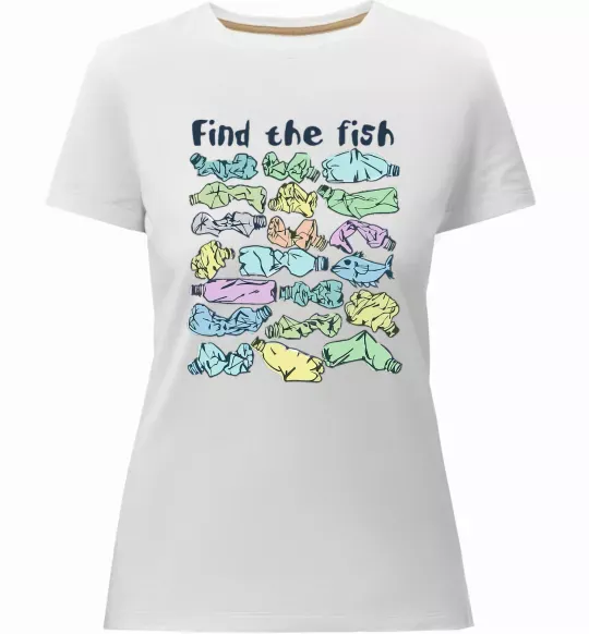 Женская премиум футболка Find the fish Белый фото
