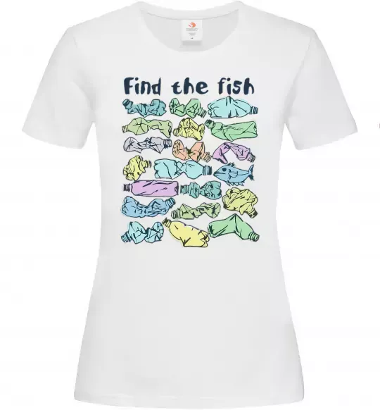 Женская футболка Find the fish Белый фото
