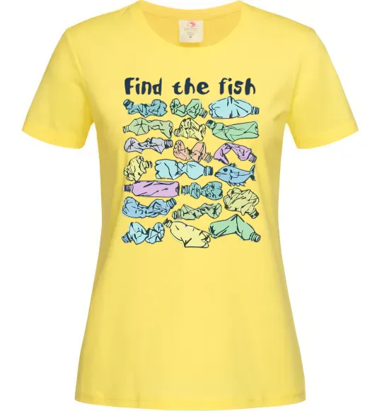 Женская футболка Find the fish Лимонный фото
