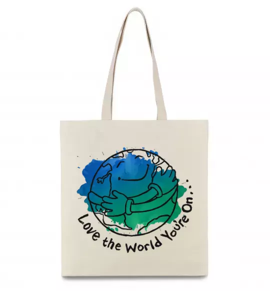 Эко-сумка Love the world you're on Бежевый фото
