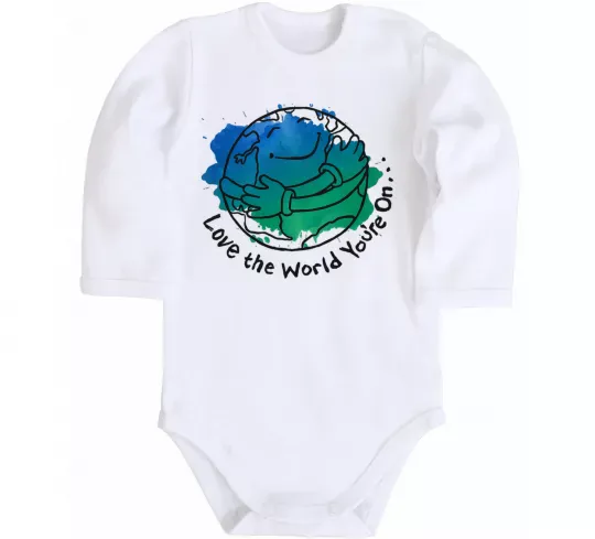 Детский боди Love the world you're on Белый фото
