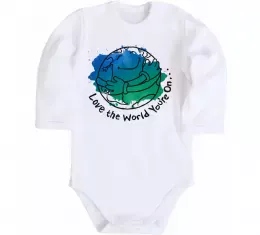 Дитячий бодік Love the world you're on Білий фото