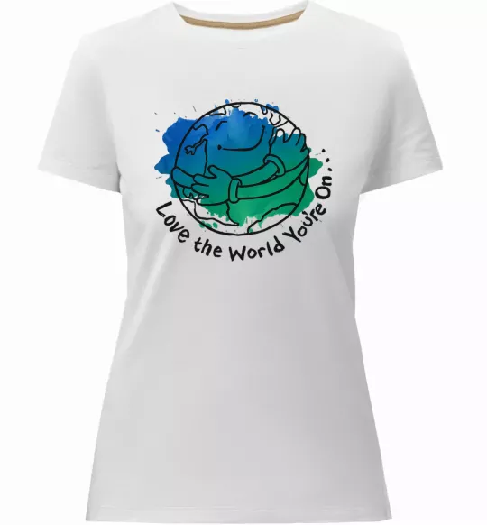 Жіноча преміум футболка Love the world you're on Білий фото