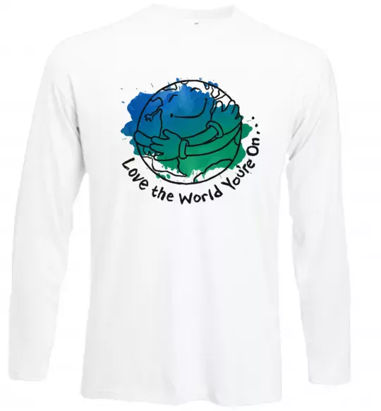 Лонгслив Love the world you're on Белый фото
